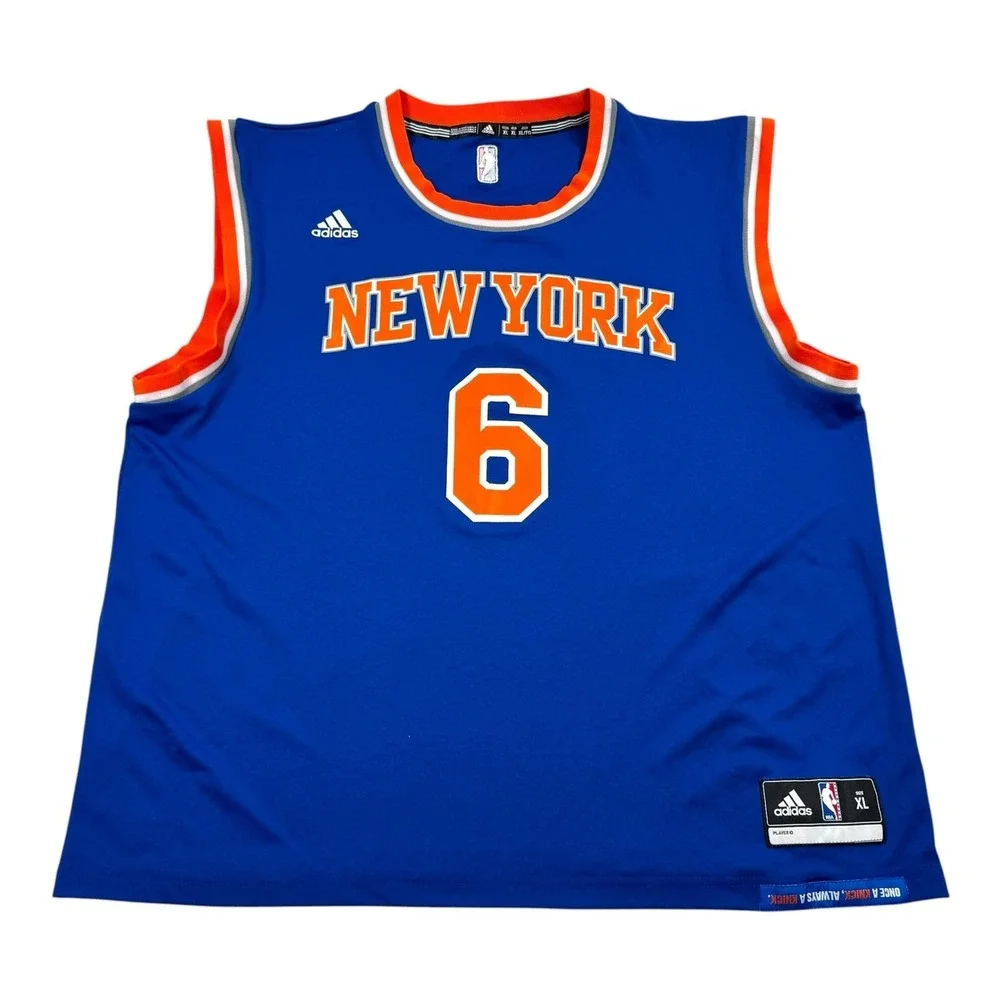 New York Knicks Jersey Mens XL Blue NBA Basketball Kristaps Porzingis 6 Adidas
